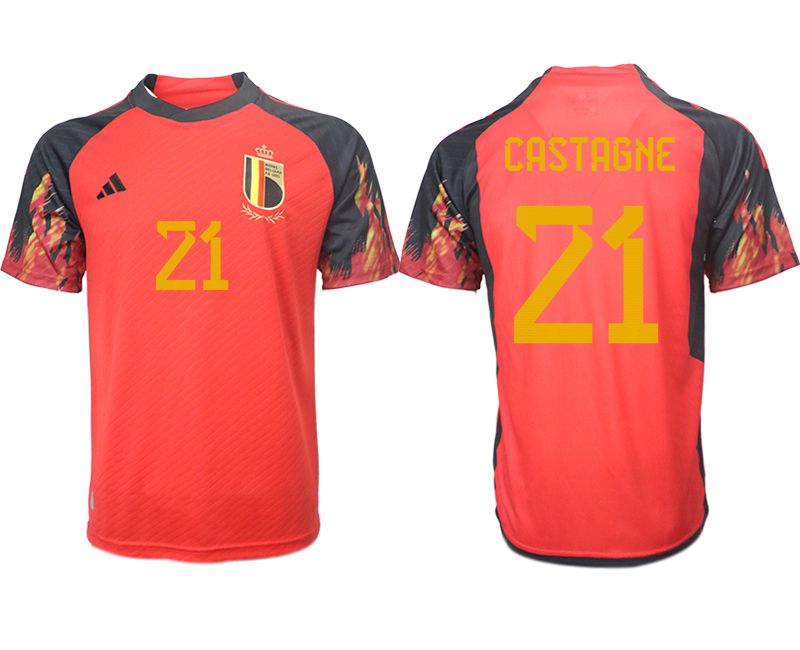 Men 2022 World Cup National Team Belgium home aaa version red #21 Soccer Jerseys->brazil jersey->Soccer Country Jersey